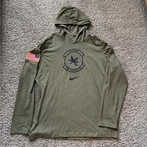Nike Mens Ohio State Buckeyes Hooded Tshirt Salute To Service medium Olive Green